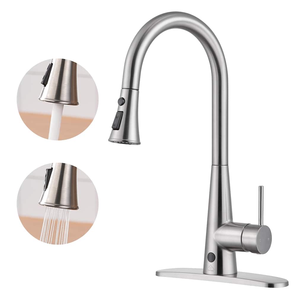 Single Handle Pull Down Sprayer Kitchen Faucet with Touchless Sensor Dual Function