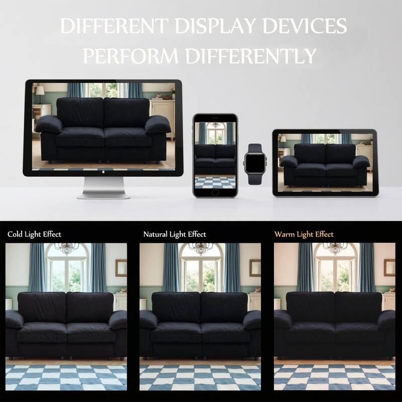 Roomfitters Modern Overstuffed Upholstered Sofa with Hidden Storage and Padded Arms, Comfy Loveseat for Small Space