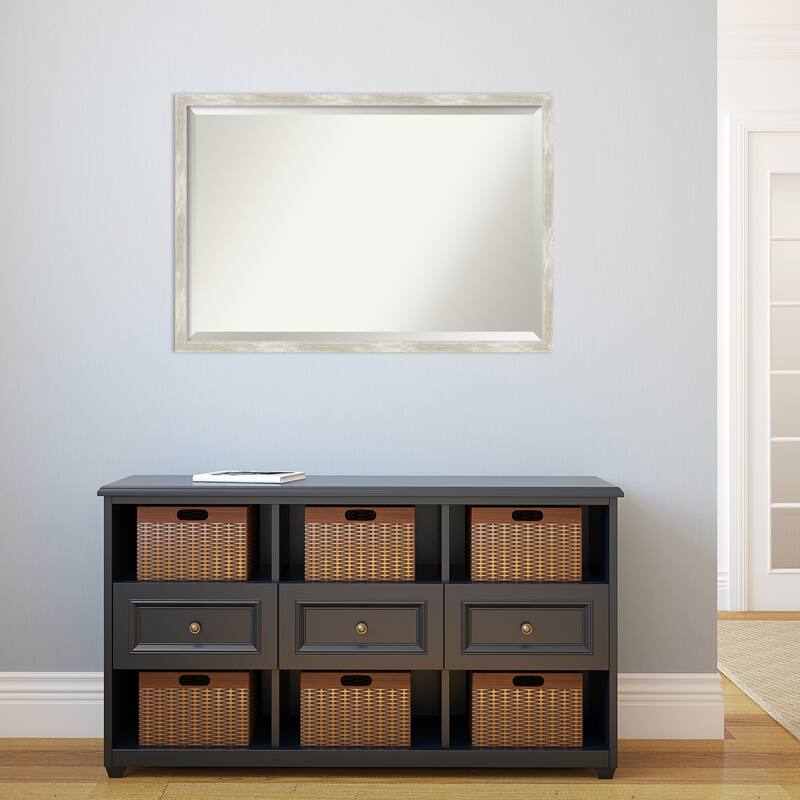 Beveled Wall Mirror - Crackled Metallic Narrow Frame - Crackled Metallic Narrow