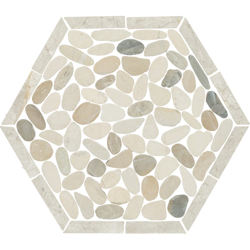 Daltile Pebble Oasis Natural Stone Framed Hexagon Pebble Mosaic 11" x 10" (11 PC per Carton) (10.88 SQFT per Carton)