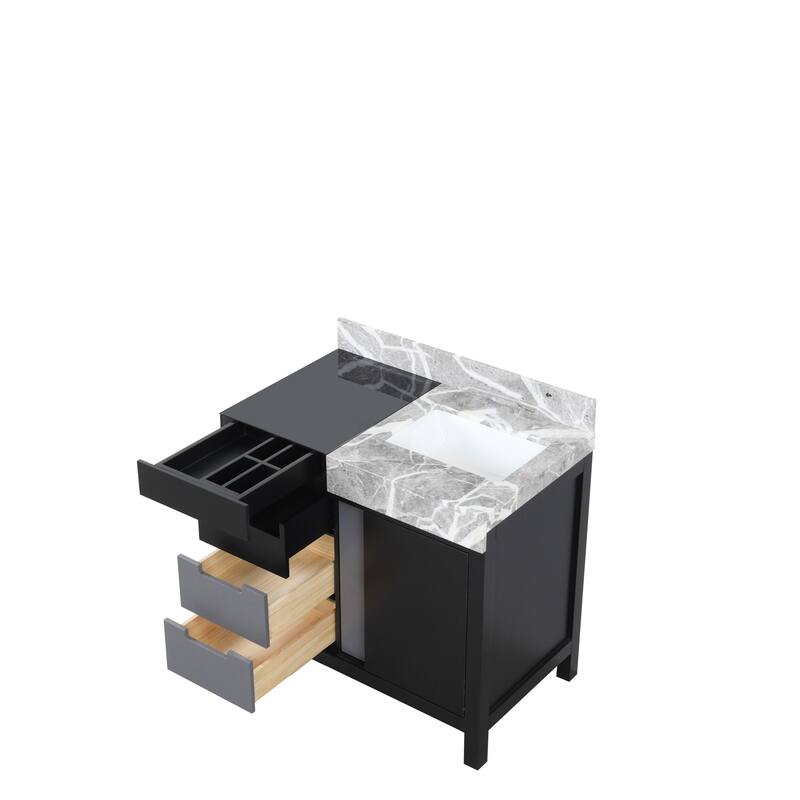 Zilara Bath Vanity and Castle Grey Marble Top