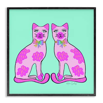 Stupell Mirrored Purple Cats Framed Giclee Art Design By Katie Conley