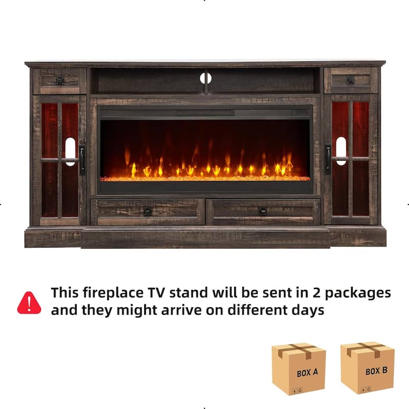 Fireplace TV Stand for 80 Inch TV, Entertainment Center,Media Console