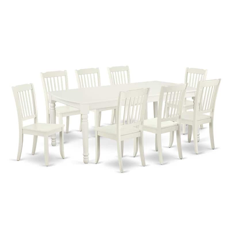Rectangular Dining Table Set - 9Pc Beach Boho Table with 8 Chairs - 60x78 Inch Extendable