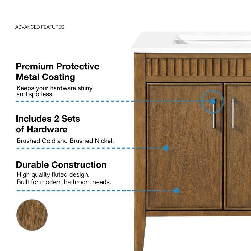Juliette Warm Walnut Bathroom Vanity with White Quartz Top