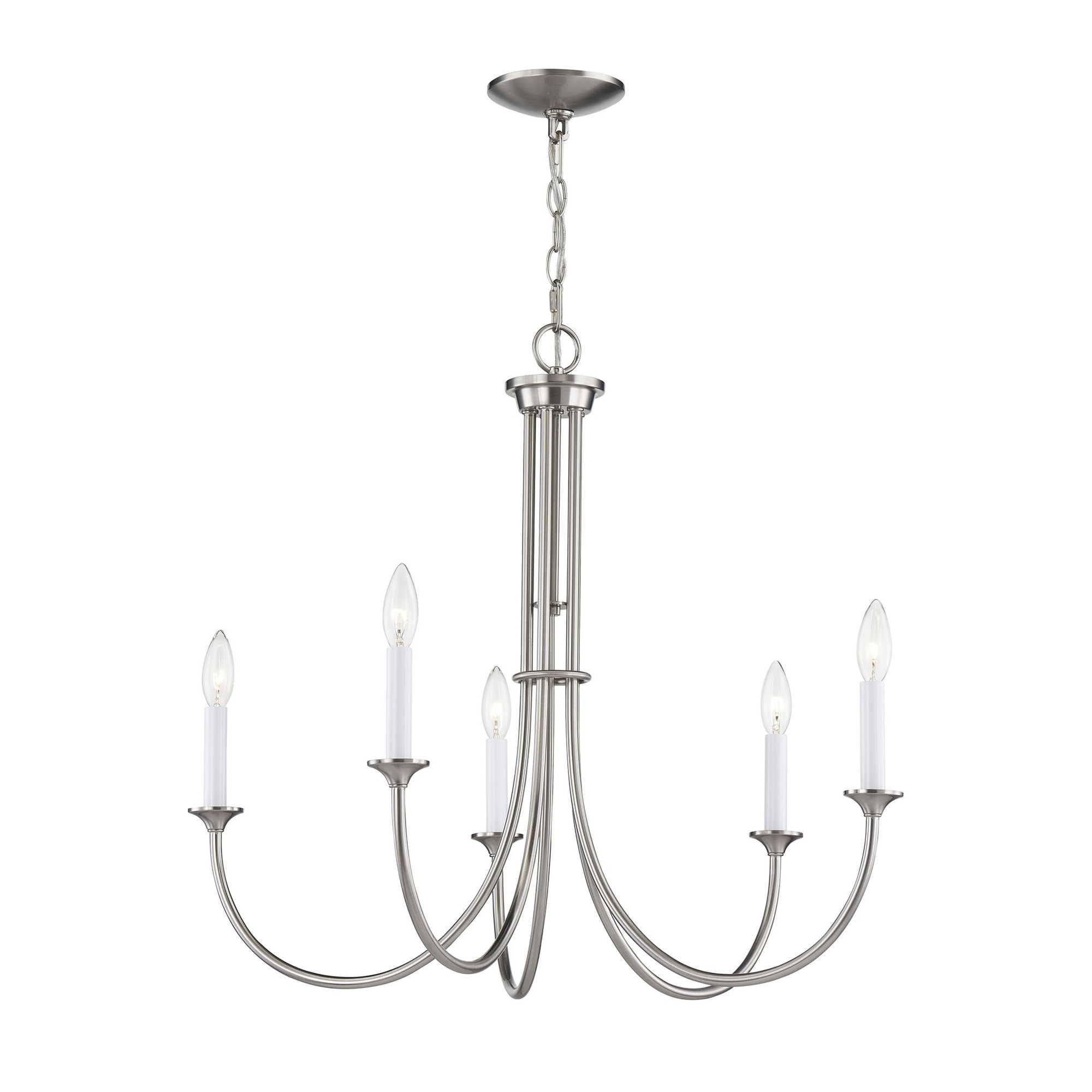 5-Light Metal Ceiling Chandelier - 28" - Brushed Nickel Finish