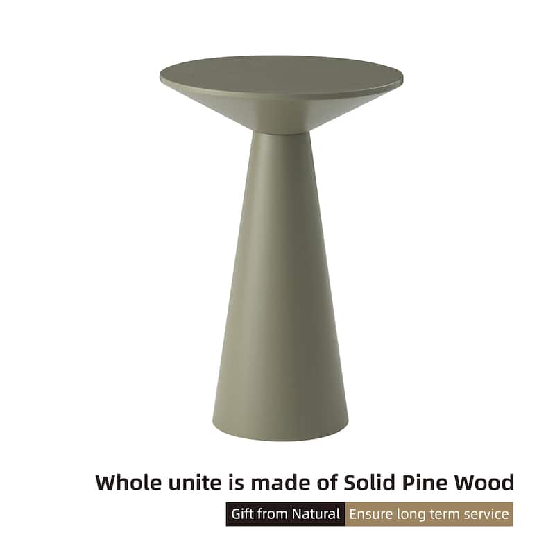 COZAYH Farmhouse Pedestal End Table, Round Martini Table Wood Plant Stand Rustic Small Drink Table for Living Room, Bedroom
