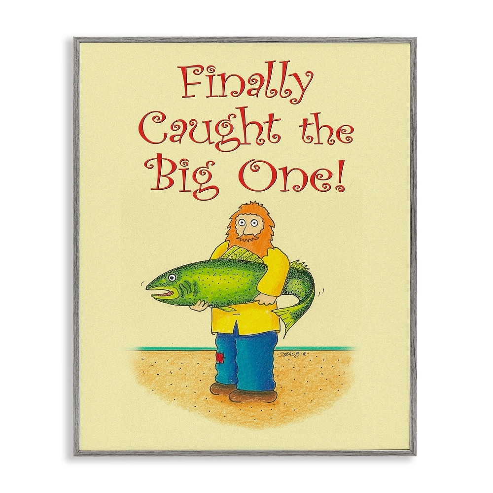 Stupell The Big One Fisherman Framed Giclee Art Design By Roger Straub