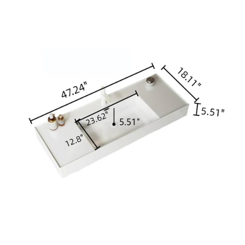 Bathroom Vanity with Vessel Sink and Striped Shelf Layer