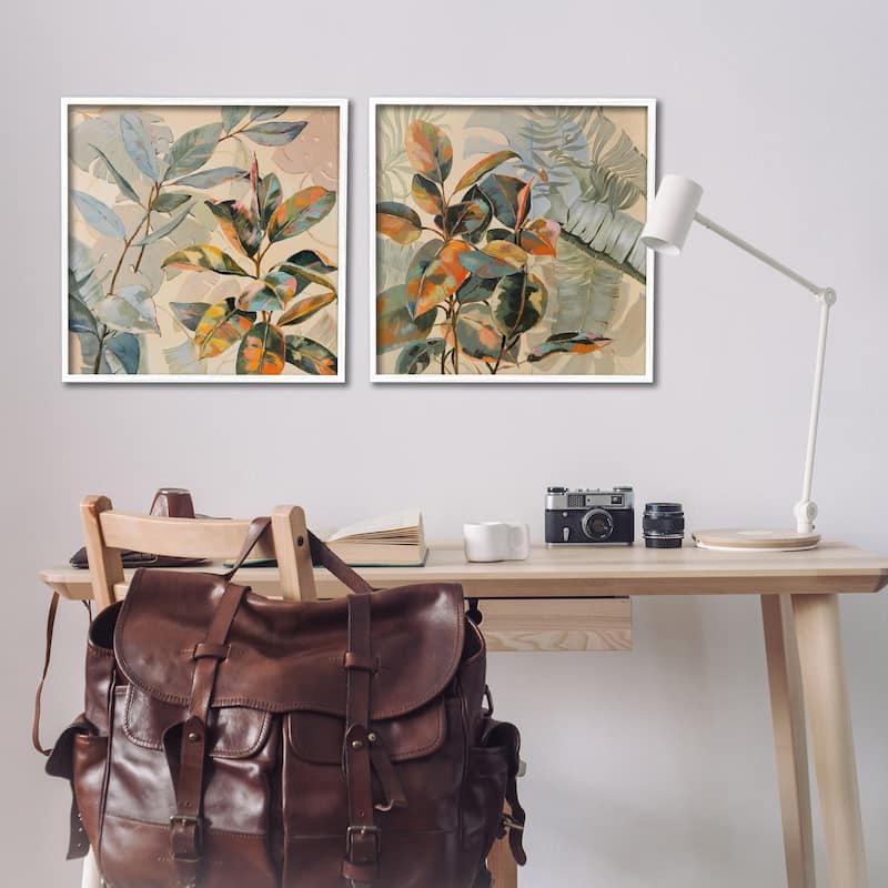Stupell Neutral Tropical Organics Framed Giclee Art Design By Dusza (Set of 2)