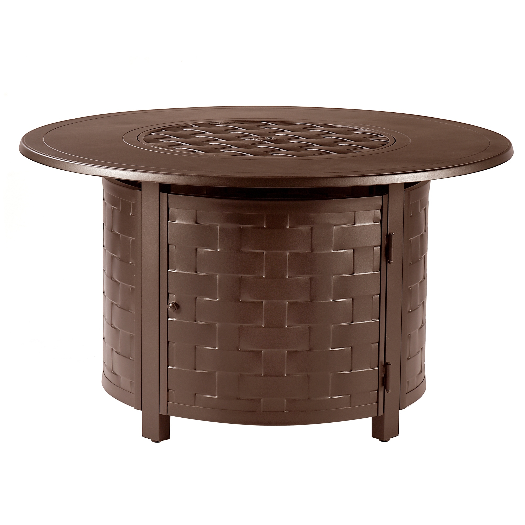 Round propane fire pit deals table with lid