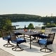 preview thumbnail 10 of 25, EROMMY 7 Pieces Patio Dining Set Metal Outdoor with Umbrella Hole Royal Blue