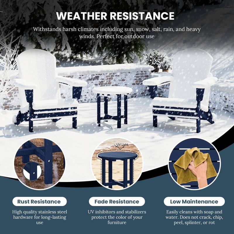 Laguna Outdoor Folding Adjustable Adirondack Chair with Hideaway Ottoman & Round Side Table