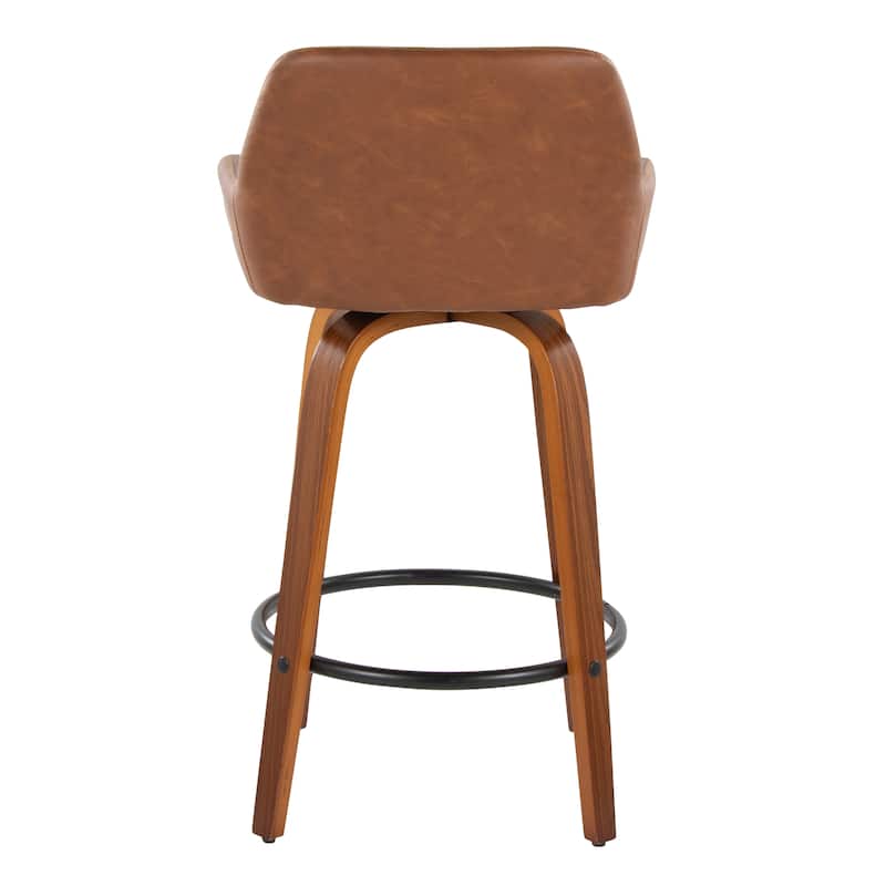 Porch & Den Galotti 26" Fixed-Height Counter Stool with Bent Wood Legs & Round Footrest (Set of 2)