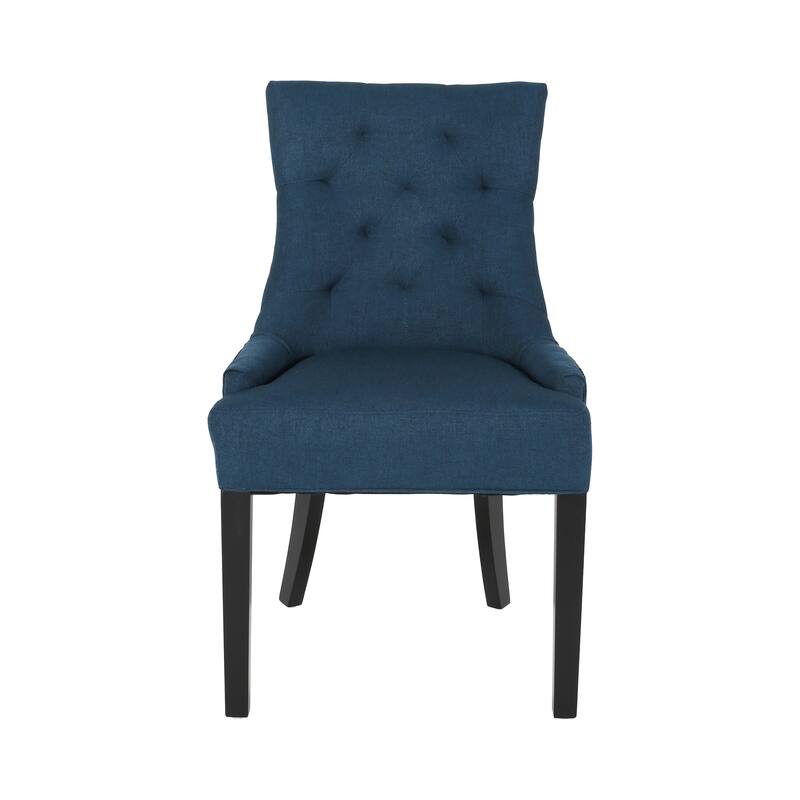 Modern Set of 2 Dining Chairs with Tufted Diamond-Stitched Backrest, Padded Seat, Solid Wood Legs for Dining Room, Living Room