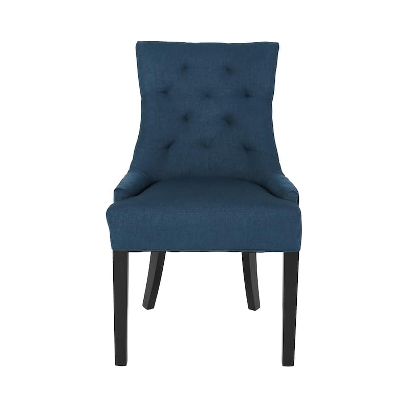Roomfitters Tufted Upholstered Dining Chairs with Sloped Back and Black Wooden Legs, Set of 2