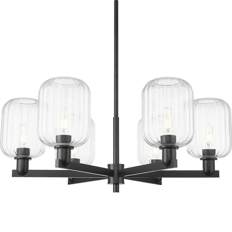 Innovations Lighting 716-6CR-14-24 Preston Chandelier Cylinder Preston - Matte Black / Clear