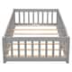 Twin/Full/Queen size Floor Platform Bed with Fence and Door for Kids, Toddlers