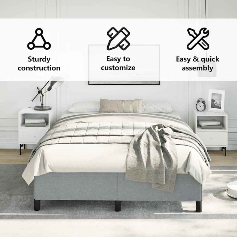 vidaXL Bed Frame, Fabric, No Mattress