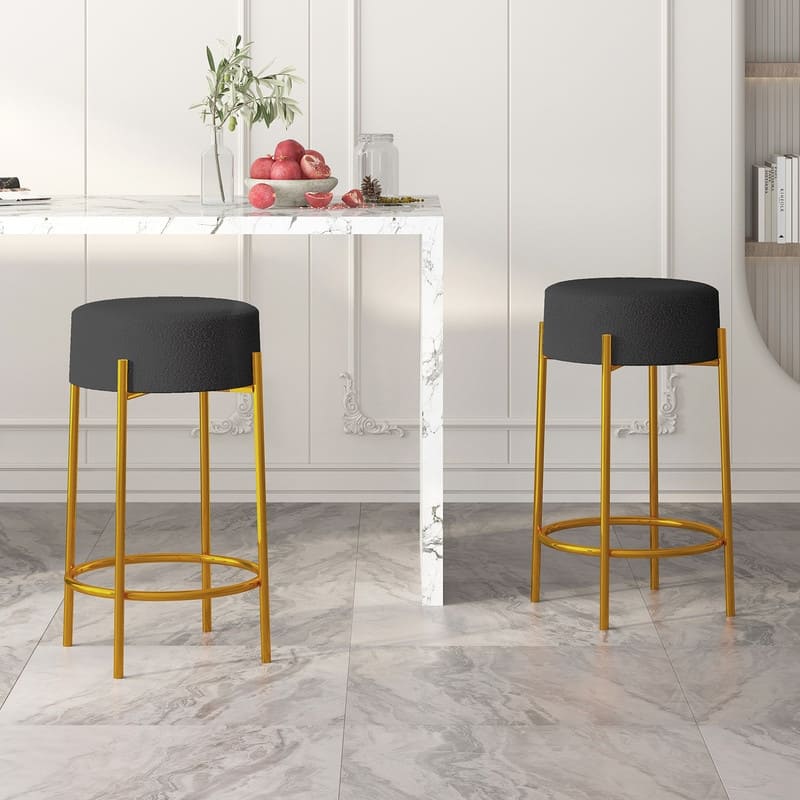 Mixoy 30"Counter Height Modern Backless Upholstered Kitchen Counter Bar Stools with Metal Base