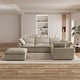 preview thumbnail 20 of 66, Large Down Filled Corner Sectional Sofa Couch with Ottoman for Living Room Set Linen Cloud Sectional Couches