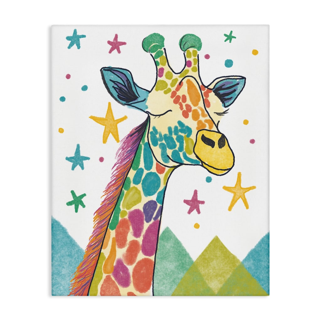 Stupell Whimsical Hued Giraffe & Stars Canvas Wall Art Design By Chen Alyesh