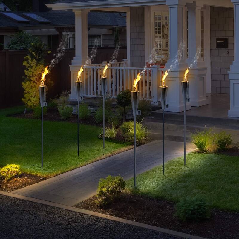 Matney Stainless Steel Torches - Includes Fiberglass Wick and Snuffer Cap, Set of 2 (11.3 oz)