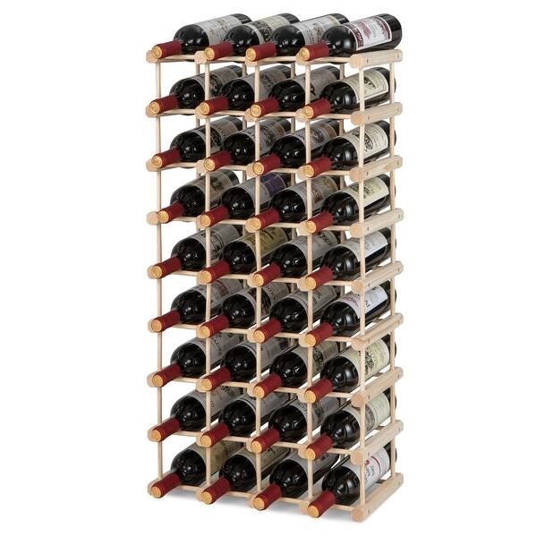 Costway 36 Bottle Wooden Wine Rack 5 Tier Stackable Storage Shelves ...