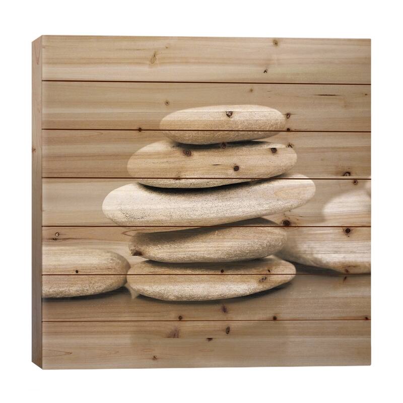 Zen Pebbles I Print On Wood by PhotoINC Studio - Multi-Color - 26x26x1.5