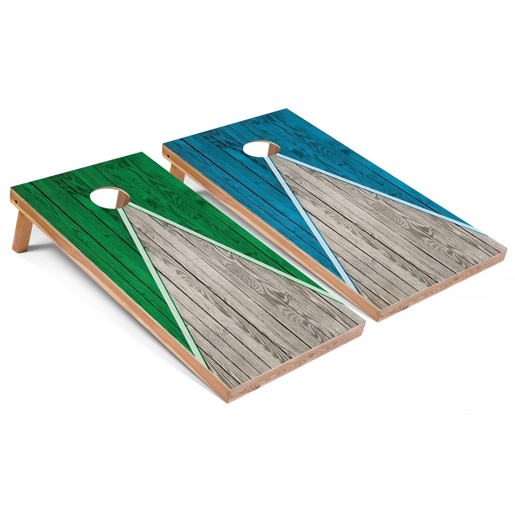 Kelly and Turquoise Pyramid Premium Cornhole Boards with LED Lights