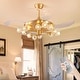 preview thumbnail 15 of 19, 48 Inch Retractable Clear 4-Blade Modern Sputnik Ceiling Fans with Light (excl.bulb) Luxury Chandelier Gold