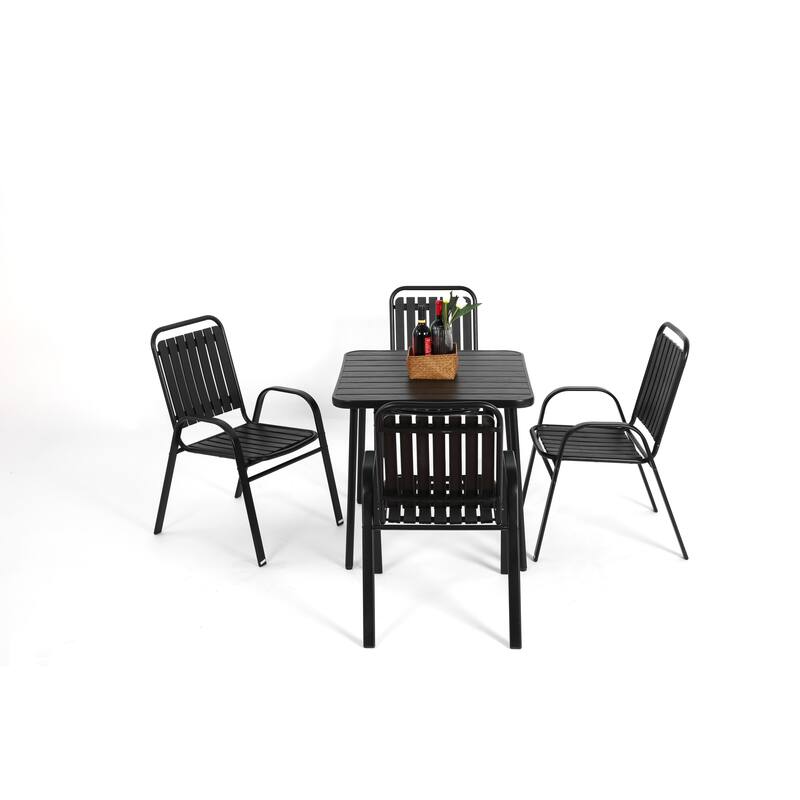 5-Piece Steel Patio Dining Set with 31" Table & Armchairs