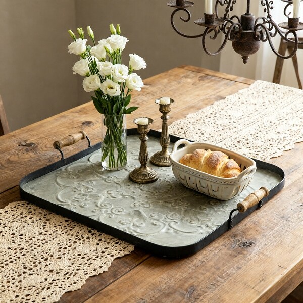 Square Iron Tray with Handle