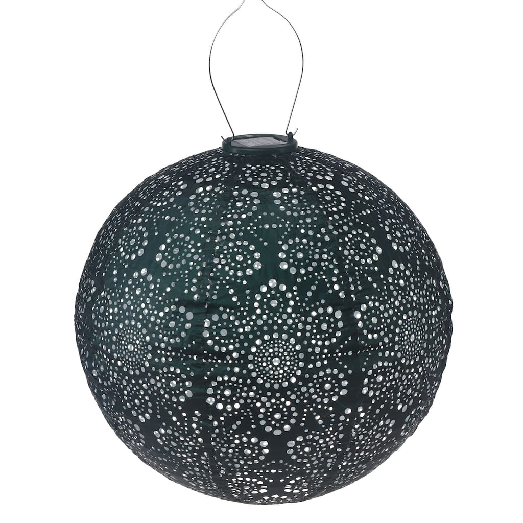 Round Floral LED Lighted Bazaar Lantern - 17.5" - Green