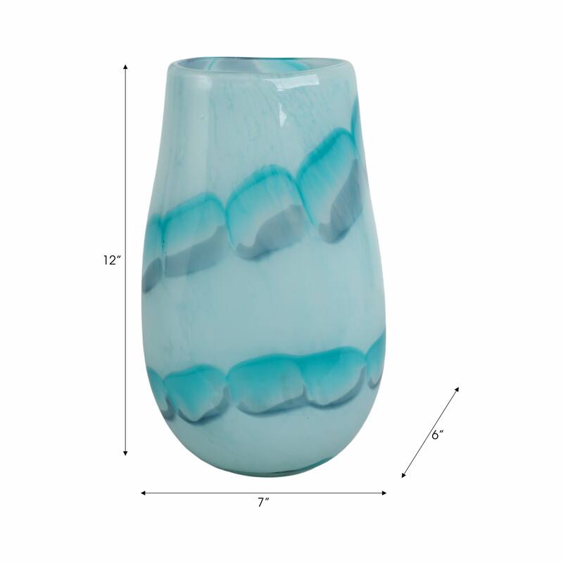 Glass Vases Coastal Style with Sculpted Detailing and Swirl Design