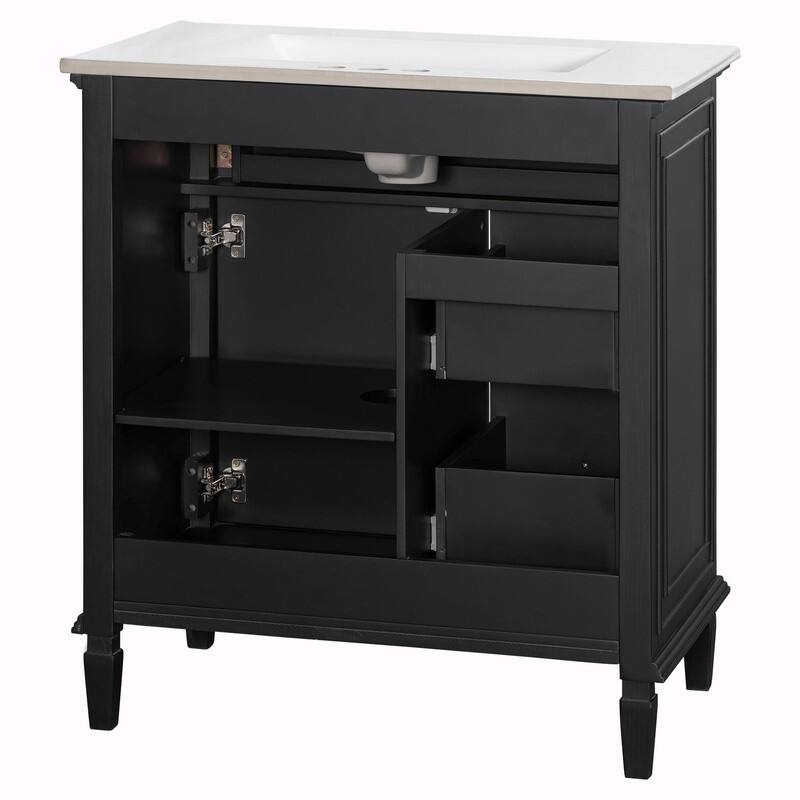 30 Inch Bathroom Vanity with Sink, Modern Vanity Cabinet with One Flip Drawer and Two Storage Drawers