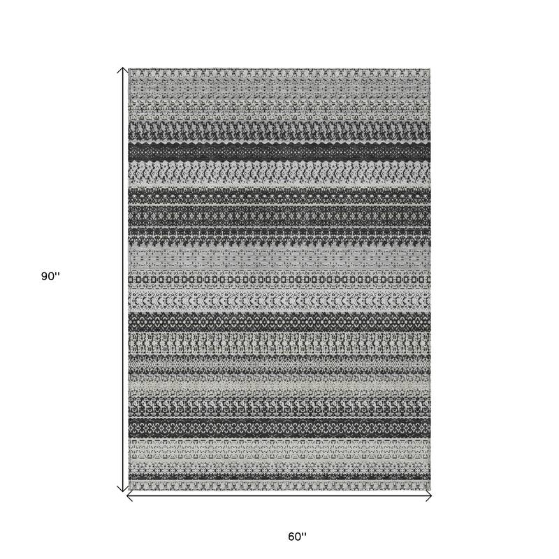 HomeRoots Striped Transitional Rectangle Outdoor Rug