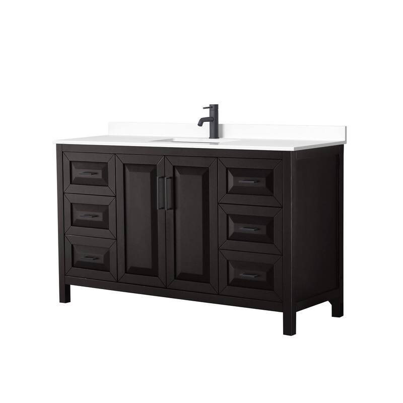 Wyndham Collection Daria 60" Free Standing Single Basin Vanity Set - Dark Espresso / White Cultured Marble Top / Matte