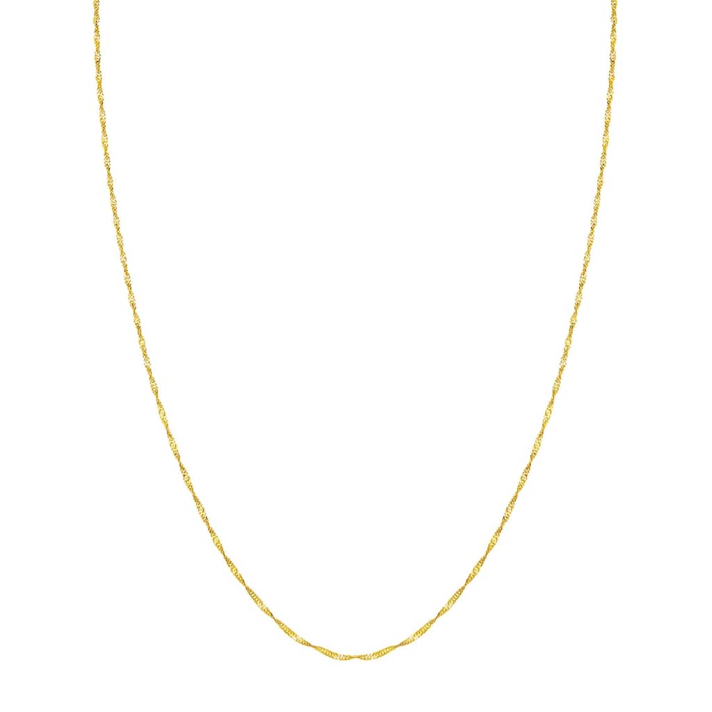 Curata 14k Yellow Gold 1.4mm Singapore Chain Necklace (Lobster)