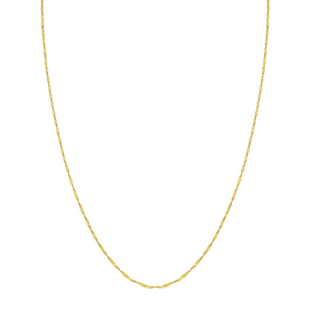 Curata 14k Yellow Gold 1.4mm Singapore Chain Necklace