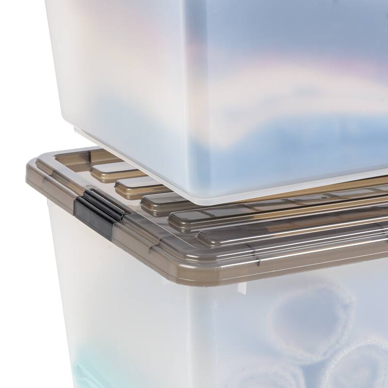 IRIS USA® Clear Boxes 91 Qt Buckle Lid - Gray - Set of 4