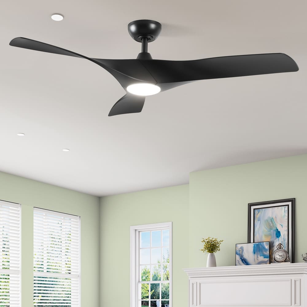 Ceiling Fan Light, 52" Ceiling Fan w/ Remote, LED Dimmable Tri-Color Temperature