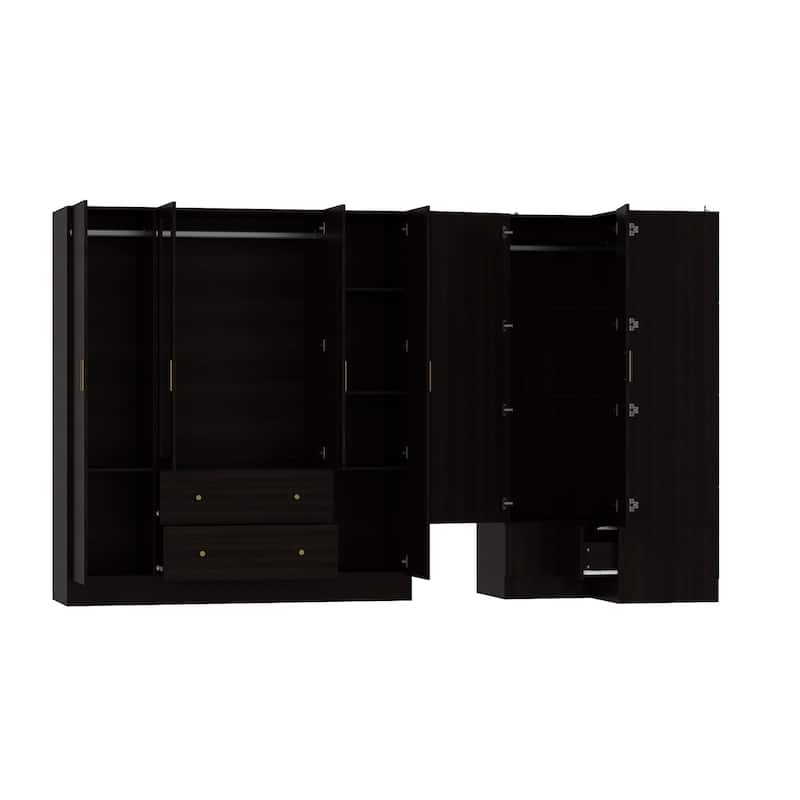 63"W Family Wardrobe/Armoire/Closet by Timechee with Mirror Doors