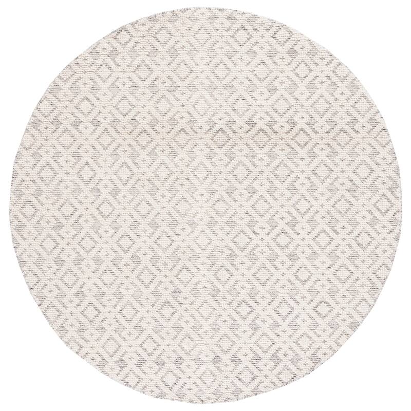 SAFAVIEH Vermont Handmade Meda Geometric Wool Area Rug - 6' Round - Ivory/Grey