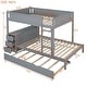 preview thumbnail 6 of 18, Full-Over-Full Bunk Bed with Twin size Trundle, Storage and Desk,with 2 USB and 2 three-holes Plugs