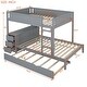preview thumbnail 6 of 18, Full-over-Full Bunk Bed with Twin size Trundle, Storage and Desk,with 2 USB and 2 3-holes Plugs