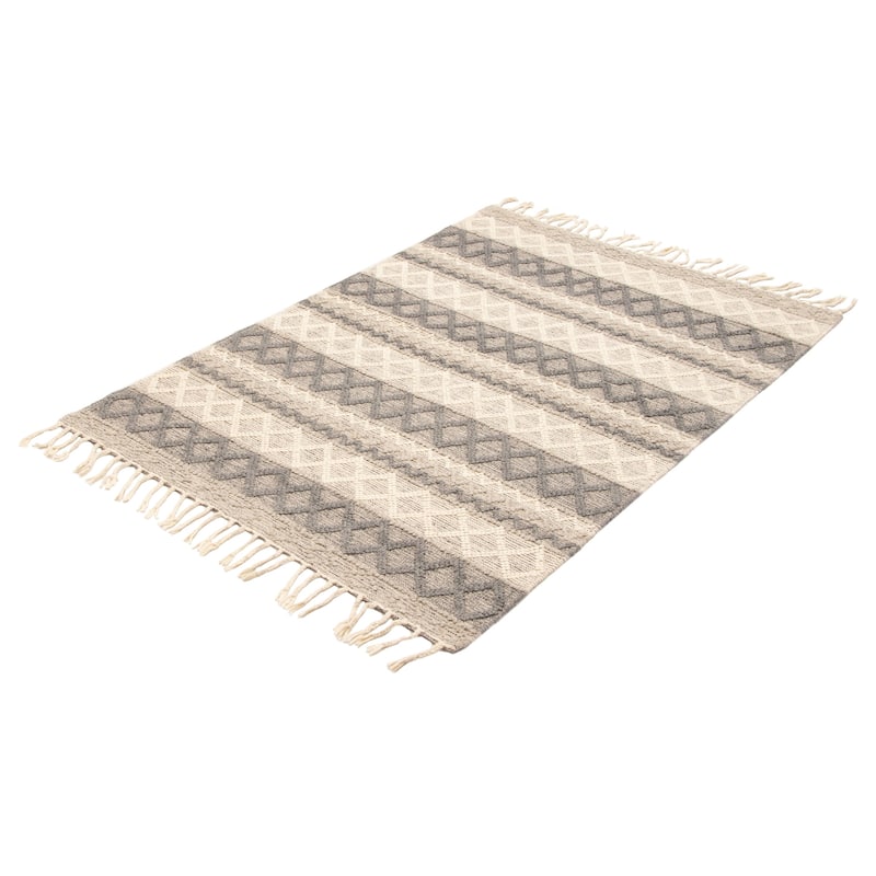 ECARPETGALLERY Braid weave Sienna Grey Wool Rug - 5'2 x 7'5