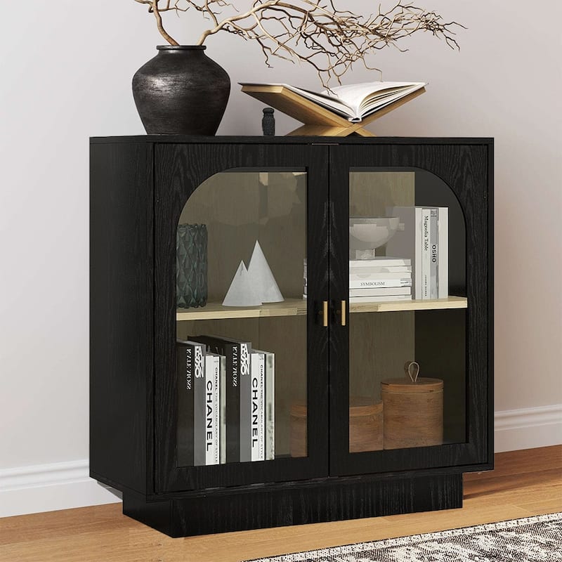 Accent Cabinet with Acrylic Doors with Adjustable Shelves - 31.10"Lx13.78"Wx31.5"H - Black