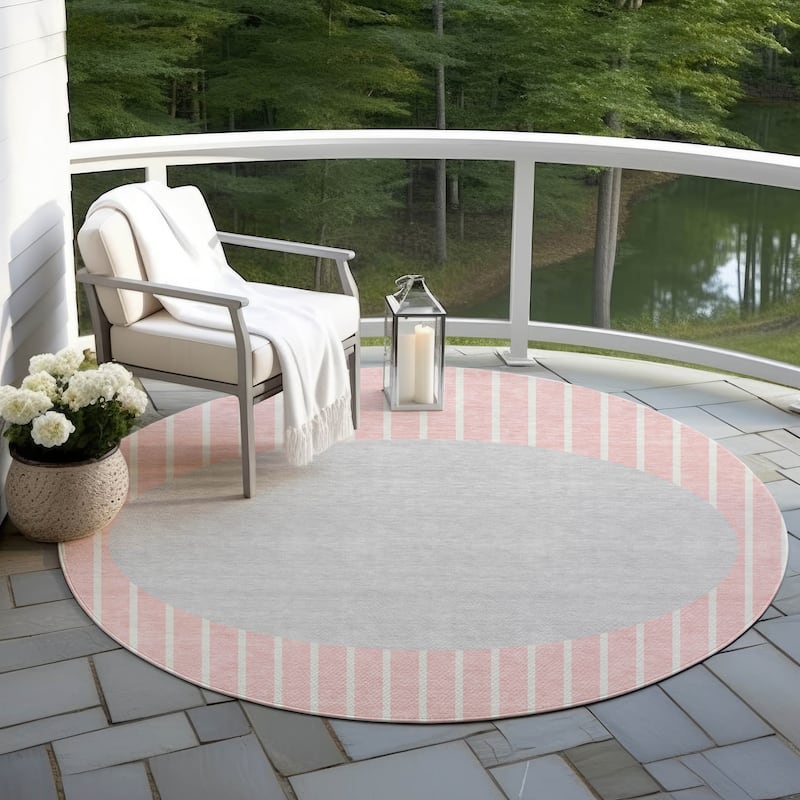 Machine Washable Indoor/ Outdoor Modern Sunrise Chantille Rug