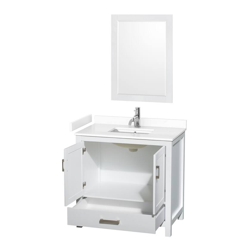 Sheffield Single Bathroom Vanity Set, Cultured Top, 24-Inch Mirror